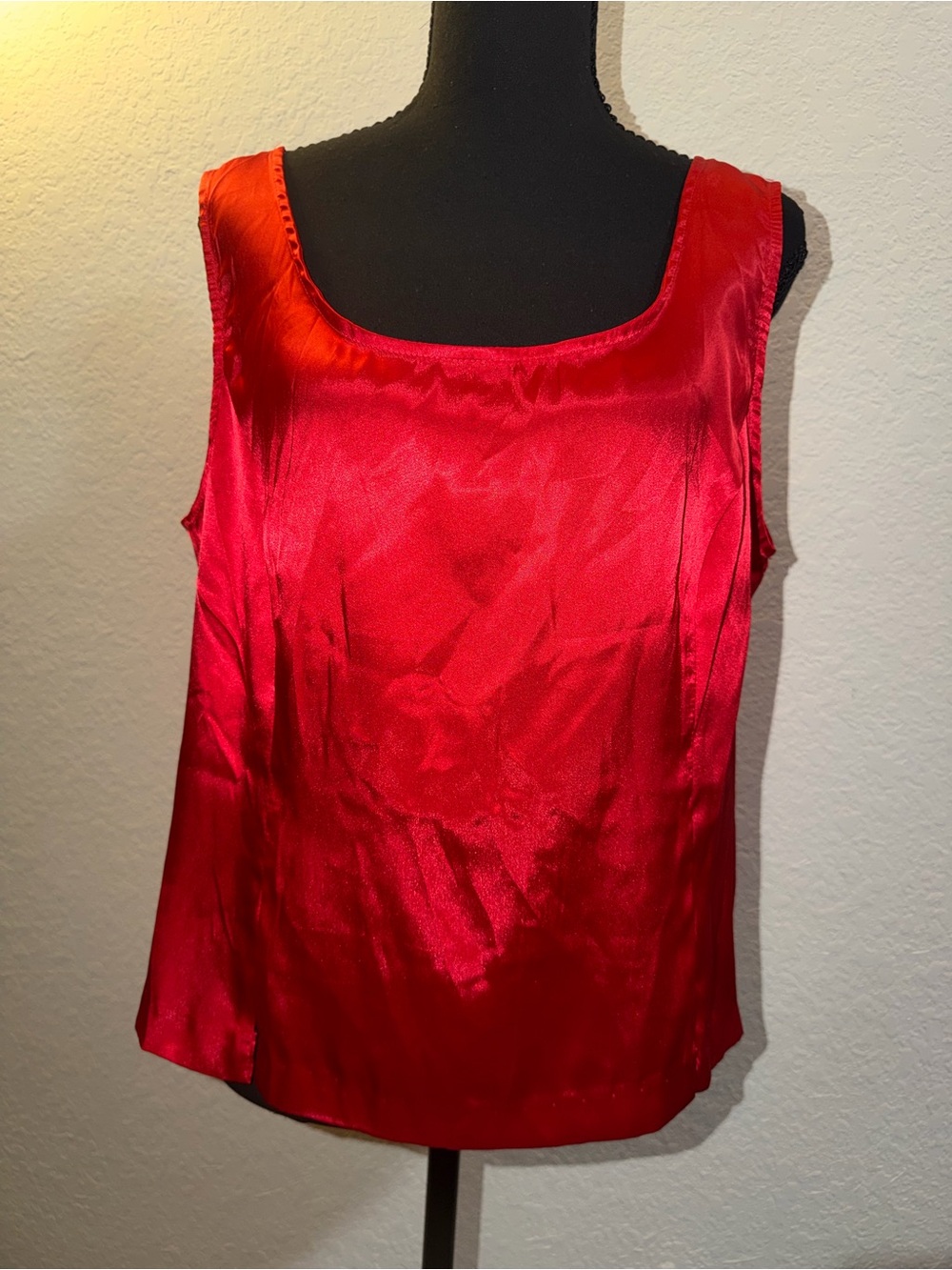 Perceptions Shiny Red Satin Scoop Neck Camisole